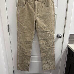 Robert Graham Tan Paisley Denim And Velvet Pants Size 32 Straight Leg